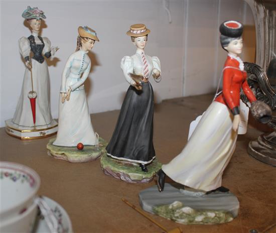 Four Royal Worcester Victorian series figures, modelled by Ronald van Ruyckevelt, c.1967-9, tallest 21.5cm, latter damaged